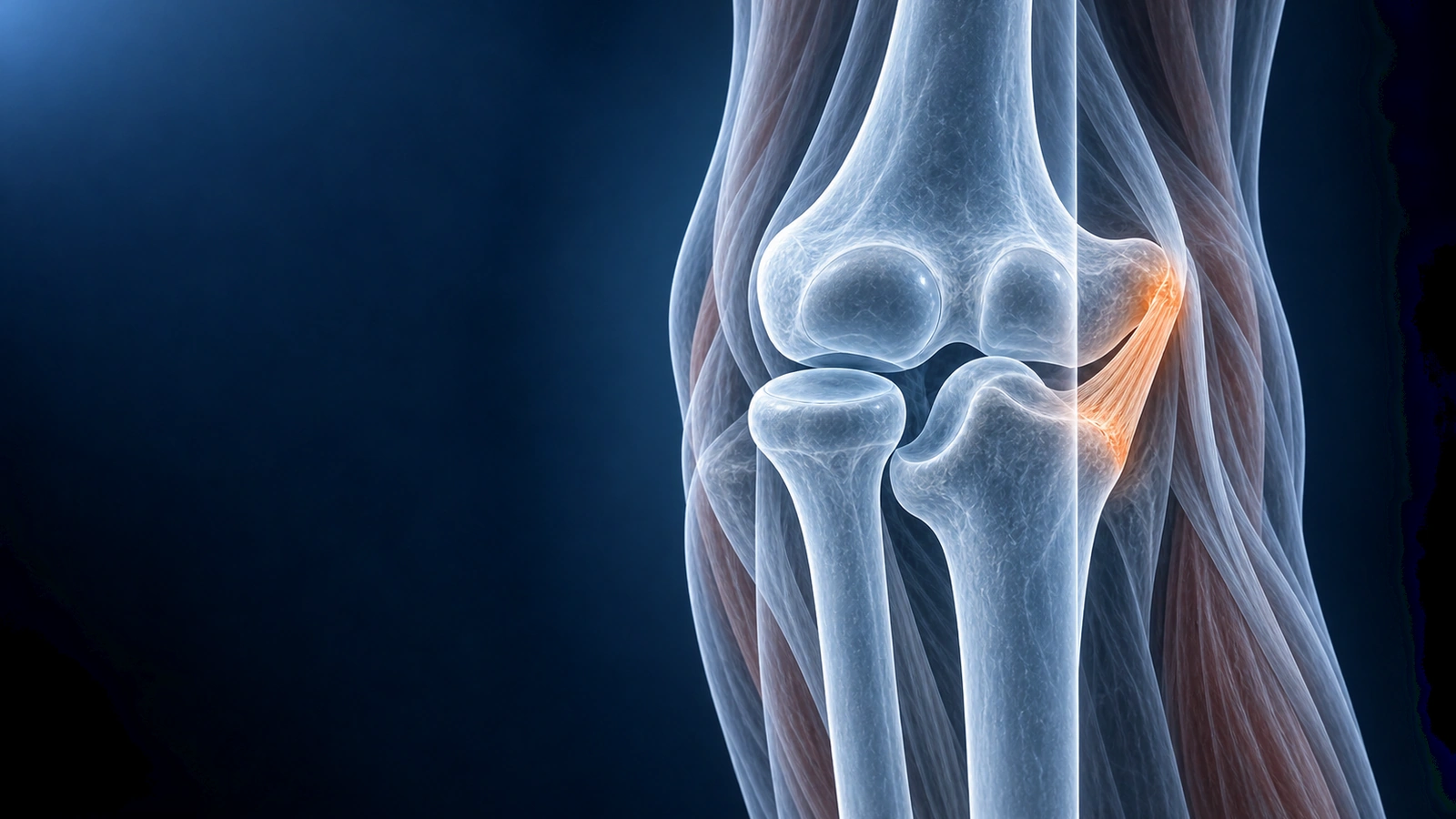 Glass elbow with a coronal MRI slice plane crossing the UCL on the inner side of the joint