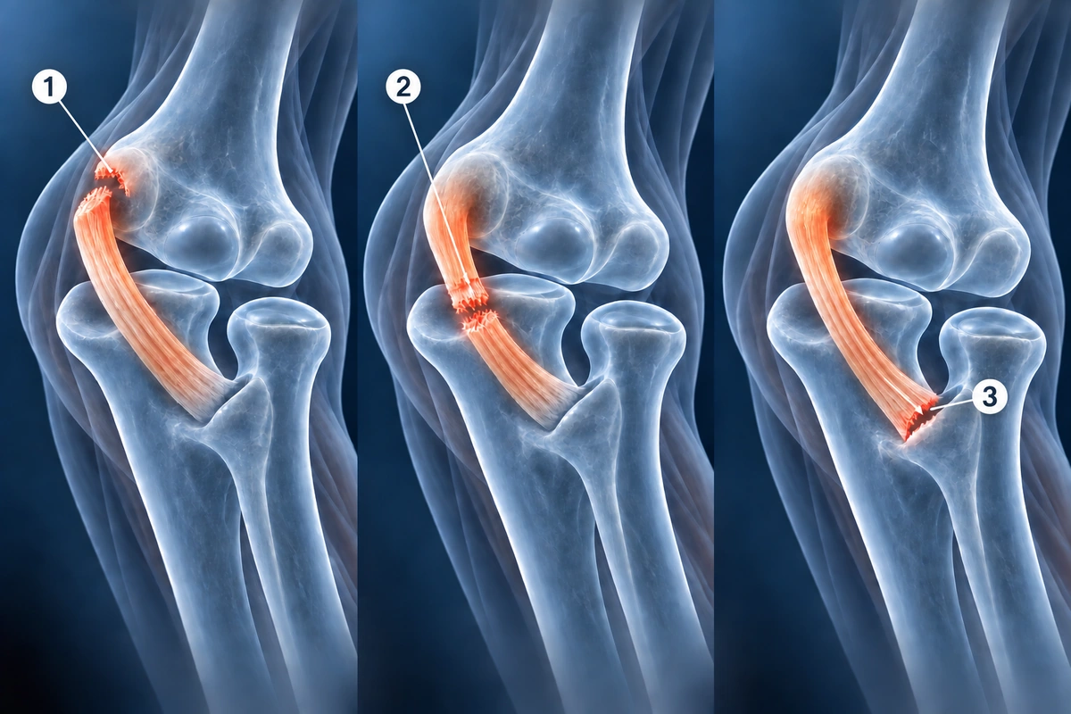 Three UCL tear locations: proximal avulsion, mid-substance tear and distal avulsion